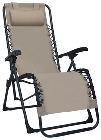 Skladacia terasová stolička hnedo-sivá látková