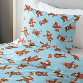 Biante Detské bavlnené posteľné obliečky Sandra SA-724 Plyšové medvedíky na modrom Jednolôžko 140x200 a 70x90 cm