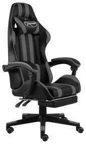 vidaXL Herná stolička s opierkou na nohy čierna a sivá umelá koža-