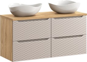 Comad Kúpeľňová skrinka s doskovými umývadlami set Ocean Beige 120 béžová/dub olejovaný