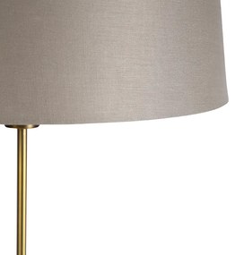 Stojatá lampa bronzová s pláteným tienidlom taupe nastaviteľná 45 cm - Parte