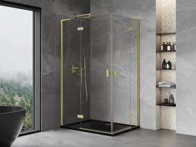 Mexen Mist-H L Duo, 2-krídlový sprchový kút 115 x 75 cm, číre sklo, zlatý matný profil, 8A5L-115L-075P-55-00
