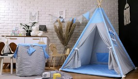 Detský kôš na hračky STARS - šedý/modrý