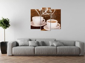 Gario Obraz s hodinami Romantika pri káve - 3 dielny Rozmery: 80 x 40 cm
