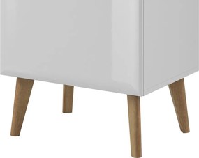 Vysoká vitrína Nordi, dub riviéra/biela lesk