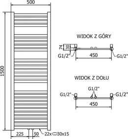 Mexen Hades, vykurovacie teleso 1500x500 mm, 547 W, zlatá lesklá, W104-1500-500-00-50