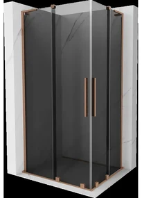 Mexen Velar L Duo sprchovací kút posuvný 100 x 90 cm, grafit, brúsená meď - 871-100-090-02-43-65