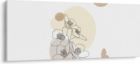 Obraz - Béžové kvety s motýľom N⁰4 (120x50 cm)