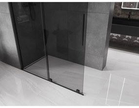 Mexen Velar, sprchová zástena s posuvnými dverami Walk-in 140 x 200 cm, 8mm šedé sklo, čierna matná, 871-140-000-43-70