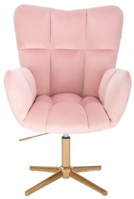 LuxuryForm DESIGN Kreslo AURORA VELUR na zlatom kríži - ružové