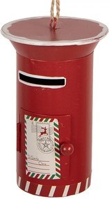 Červená kovová závesná dekorácia poštová schránka Santa - 12*8 cm