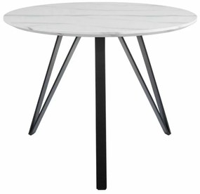 Jedálenský stôl Tetis, priemer 100 cm, mramor / čierna