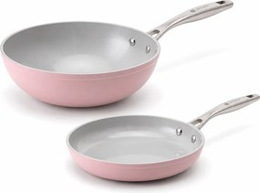 Elmich Základná súprava keramických panví Zen 2 ks – klasická + wok, ružová