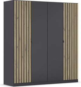 Šatníková skriňa Genua, 181 cm, tmavo šedá/artisan