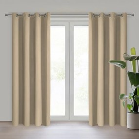 Eurofirany Béžový zatemňovací záves na krúžkoch NERISA 140x250 cm