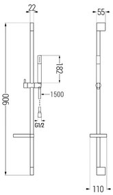 Mexen Zero DS70 sprchová sada, čierna, 71114DS70-70