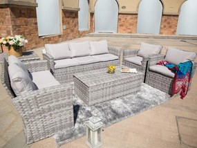 Veľká záhradná sedacia súprava s boxom na podušky AUCKLAND sivá