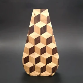 AMADEA Drevená váza mozaika, masívne drevo - škárovka z troch drevín, výška 23 cm