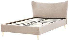 Zamatová posteľ 160 x 200 cm sivohnedá CHALEIX Beliani