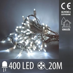 Vianočná led svetelná reťaz vonkajšia - 400led - 20m studená biela