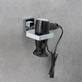 WENKO 22682100 -Držiak na fén VACUUM-LOC QUADRO ED 13,5x14 cm strieborný/chróm