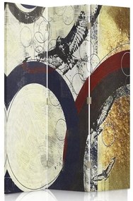 Ozdobný paraván Abstraktní barevný kruh - 110x170 cm, trojdielny, klasický paraván