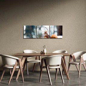 Obraz - Veverička (s hodinami) (90x30 cm)
