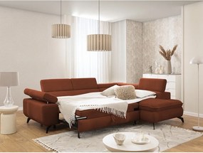 Ženilková rohová pohovka v terakotovej farbe (pravý roh/do L) Marbeya – Ropez