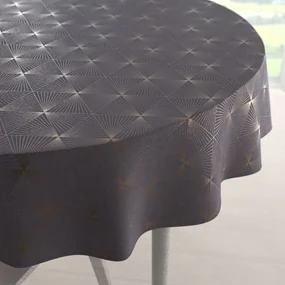Biante Zamatový okrúhly obrus Isabela IBL-003 Rose Gold trojuholníky na sivom Ø 130 cm