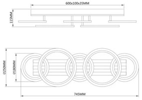 Globo 67360D4 - LED Stropné svietidlo BLEVINS 34W/230V 3000/4200/600K 25x74,5 cm