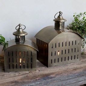 Mosadzná antik kovová lampáš Mirriane - 16*11*23 cm