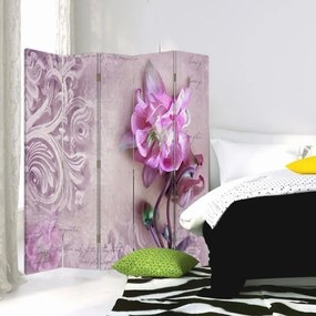 Ozdobný paraván Růžová orchidej - 180x170 cm, päťdielny, obojstranný paraván 360°