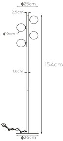 Lucide 45774/04/30 - Stojacia lampa TYCHO 4xG9/28W/230V čierna