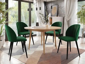 Okrúhly stôl Botiler FI 100 so 4 stoličkami ST100 04, Farby: natura, Farby: čierny, Potah: Magic Velvet 2225