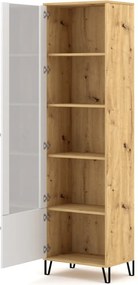 Vysoká vitrína Bilbao, dub artisan/biela