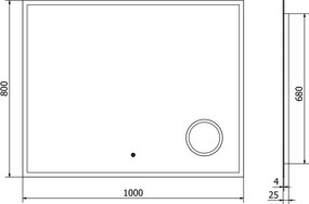 Mexen Kala, LED kúpeľňové zrkadlo s podsvietením a kozmetickým zrkadlom 100 x 80 cm, 6000K, ochrana proti zahmlievaniu, 9820-100-080-611-00