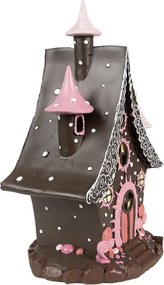 Hnedo-ružová svietiaca perníková chalúpka Gingerbread House - 16*13*26 cm / 3*AA