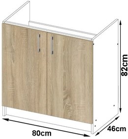 Dolná kuchynská skrinka Lula s80zl (biela + dub sonoma). Vlastná spoľahlivá doprava až k Vám domov. 1068593