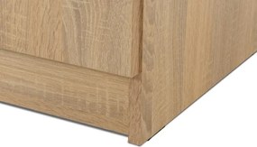 Kredenc hladký 160, sonoma (sklo hranaté čiré, úchyt Paula, prac. doska sonoma)