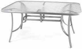 Moderný záhradný sklenený stôl Garth, oceľové nohy, doska sklo