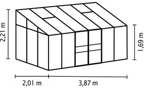 Skleník k stene Vitavia Ida 7800 polykarbonát 6 mm 386,5x201,4 cm čierny