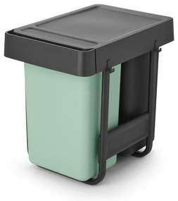 Vstavaný plastový odpadkový kôš na triedený odpad v mentolovo-tmavosivej farbe 30 l Sort&amp;Go – Brabantia