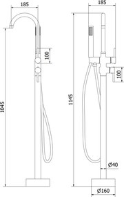 Mexen Alma Voľnostojaca vaňová batéria, čierna, 75033-70