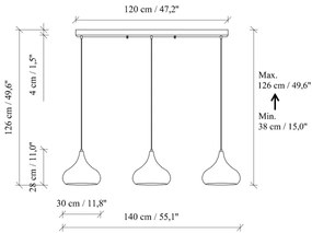 Závesný luster na lanku MUBA 3xE27/40W/230V medený