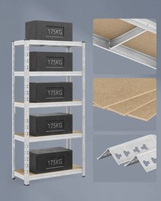 Súprava 2 ks dielenských regálov Myron 180 cm strieborná/hnedá