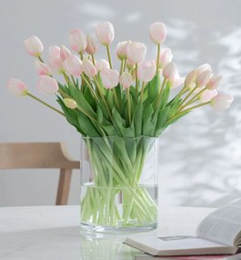 Kytica 7ks svetlo ružových realistických tulipánov Tulips - 45cm