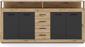 Komoda Blaho (dub artisan + čierna) . Akcia -20%. Vlastná spoľahlivá doprava až k Vám domov. 1129110