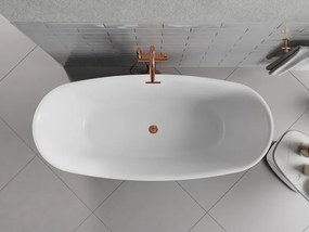 Mexen Luvo Slim, voľne stojaca vaňa 170 × 75 cm, biela-čierna, ružové zlato prepad, 52801707575-60