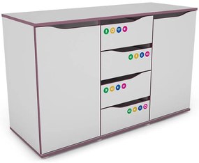 Komoda Matrix 120 4s 2d biela/fialový