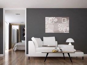 Obraz s béžovými kvetmi (90x60 cm)